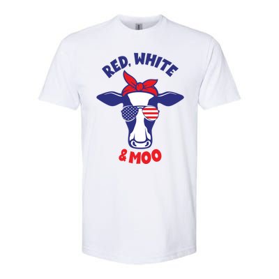 Patriotic 4th Of July Tee Red White And Moo Patriotic Cow Meaningful Gift Softstyle® CVC T-Shirt