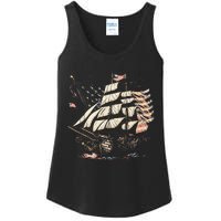 Pirate 4th of July American Flag USA America Funny Ship Boat Ladies Essential Tank