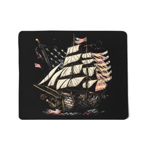 Pirate 4th of July American Flag USA America Funny Ship Boat Mousepad