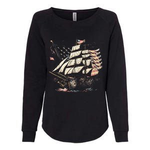 Pirate 4th of July American Flag USA America Funny Ship Boat Womens California Wash Sweatshirt