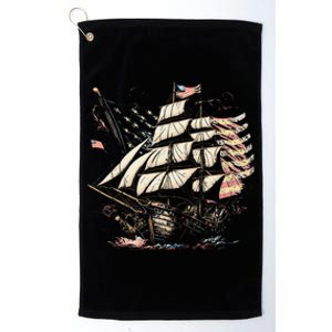 Pirate 4th of July American Flag USA America Funny Ship Boat Platinum Collection Golf Towel