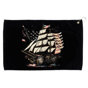 Pirate 4th of July American Flag USA America Funny Ship Boat Grommeted Golf Towel