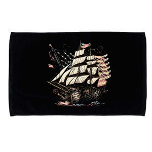 Pirate 4th of July American Flag USA America Funny Ship Boat Microfiber Hand Towel