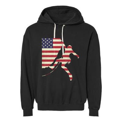 Patriotic 4th Of July American Usa Flag Rock Climbing Meaningful Gift Garment-Dyed Fleece Hoodie
