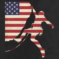 Patriotic 4th Of July American Usa Flag Rock Climbing Meaningful Gift 7 Panel Mesh Trucker Snapback Hat
