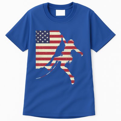 Patriotic 4th Of July American Usa Flag Rock Climbing Meaningful Gift Tall T-Shirt