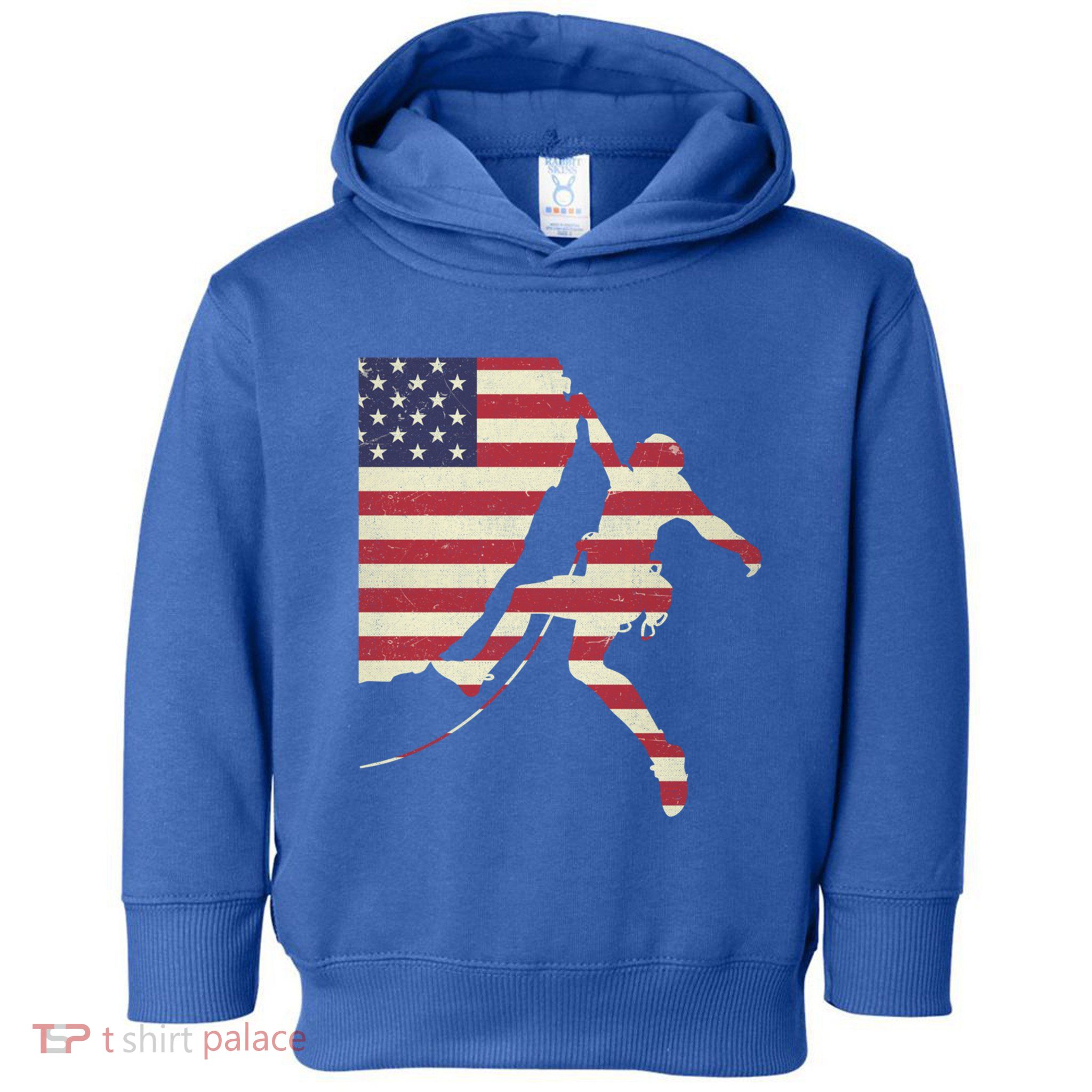 Patriotic 4th Of July American Usa Flag Rock Climbing Meaningful Gift Toddler Hoodie