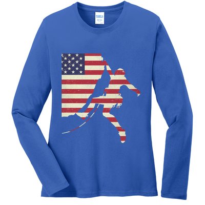 Patriotic 4th Of July American Usa Flag Rock Climbing Meaningful Gift Ladies Long Sleeve Shirt