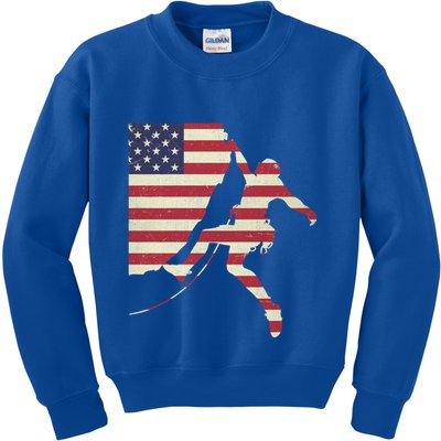 Patriotic 4th Of July American Usa Flag Rock Climbing Meaningful Gift Kids Sweatshirt