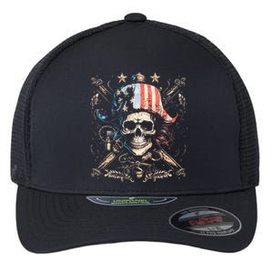 Pirate 4th Of July American Flag Usa America Funny Flexfit Unipanel Trucker Cap