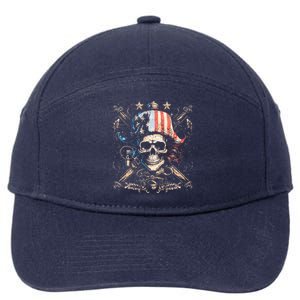 Pirate 4th Of July American Flag Usa America Funny 7-Panel Snapback Hat