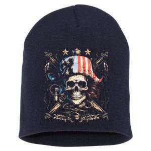 Pirate 4th Of July American Flag Usa America Funny Short Acrylic Beanie