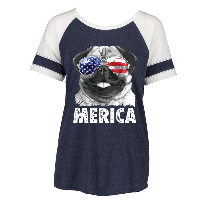 Pug 4th Of July Shirts Merica Men Women USA American Flag Enza Ladies Jersey Colorblock Tee