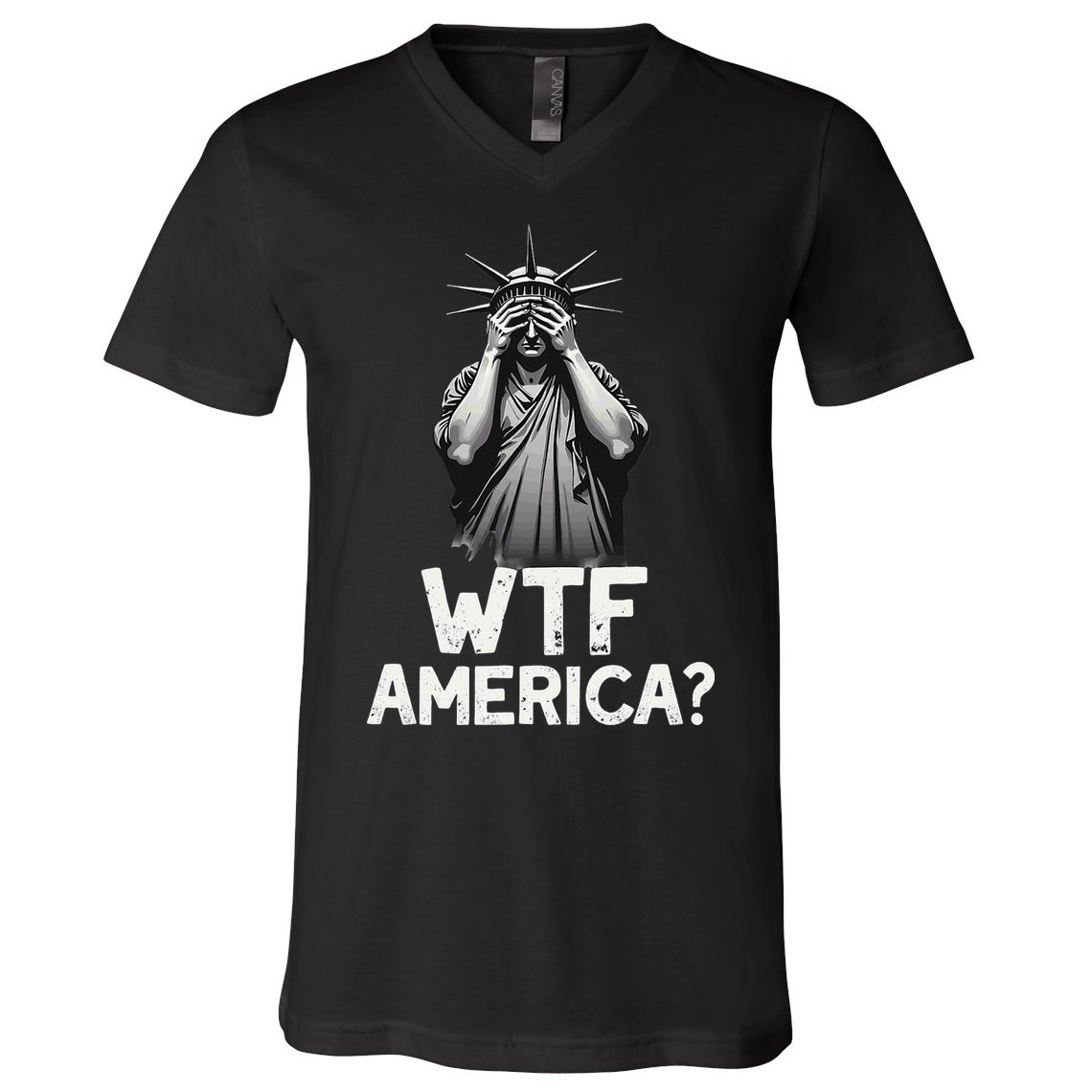 Patriotic 4th Of July Statue Of Liberty WTF America V-Neck T-Shirt