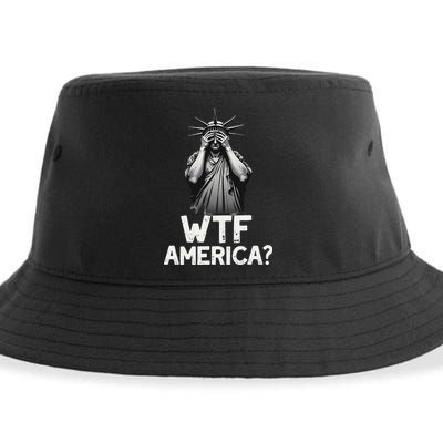 Patriotic 4th Of July Statue Of Liberty WTF America Sustainable Bucket Hat