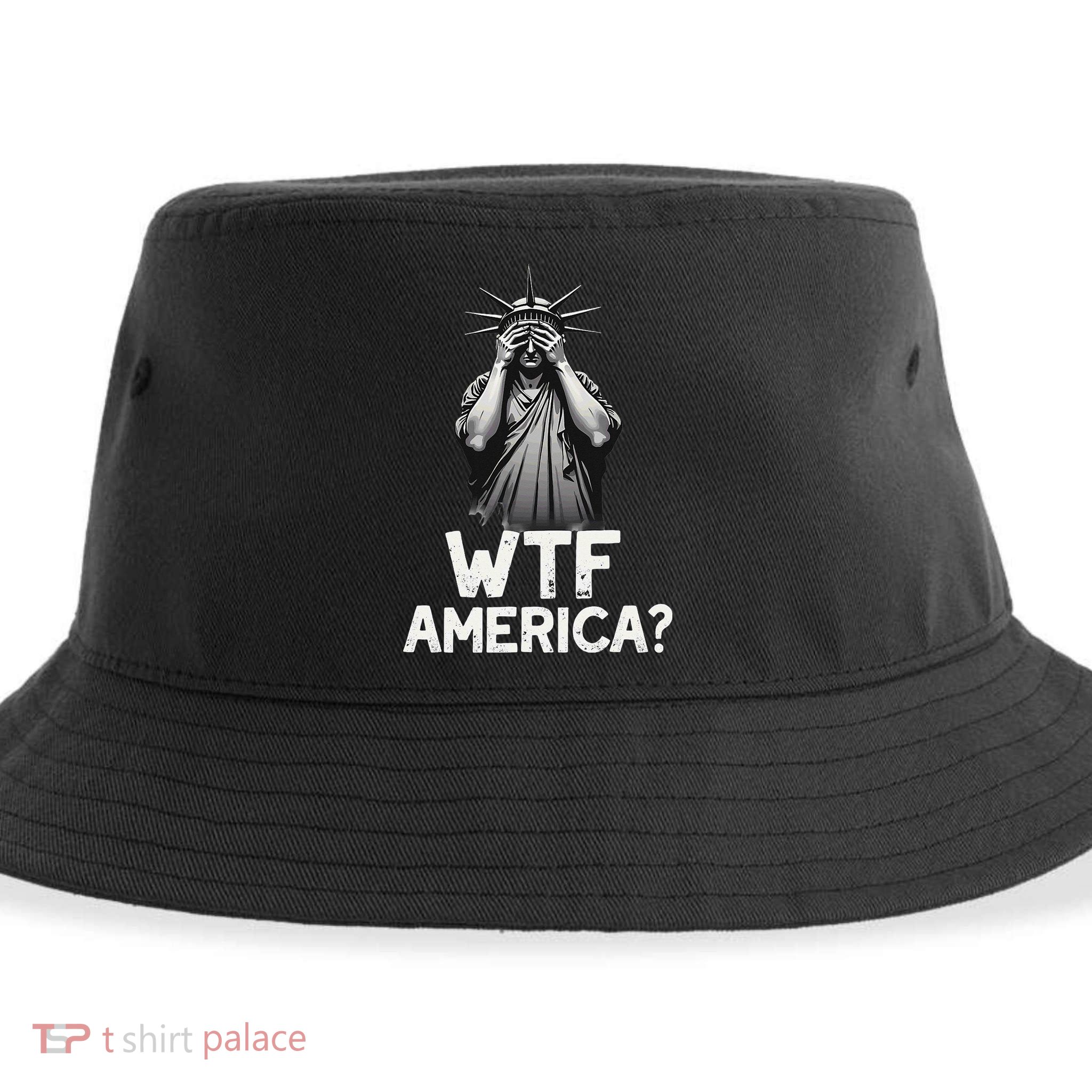 Patriotic 4th Of July Statue Of Liberty WTF America Sustainable Bucket Hat