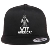 Patriotic 4th Of July Statue Of Liberty WTF America Flat Bill Trucker Hat
