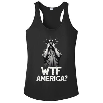 Patriotic 4th Of July Statue Of Liberty WTF America Ladies PosiCharge Competitor Racerback Tank