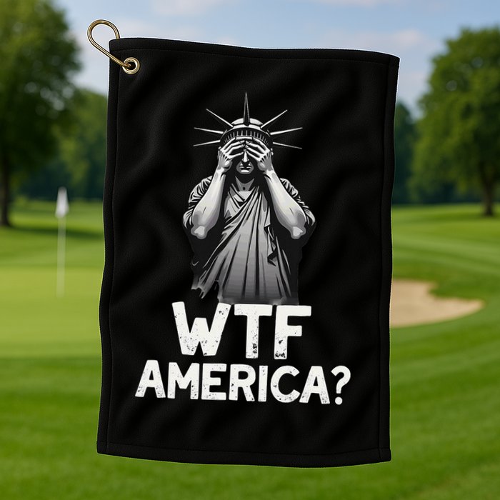Patriotic 4th Of July Statue Of Liberty WTF America Golf Towel