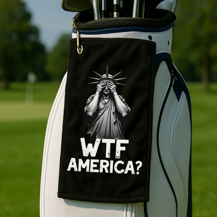 Patriotic 4th Of July Statue Of Liberty WTF America Golf Towel