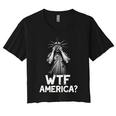 Patriotic 4th Of July Statue Of Liberty WTF America Crop Top