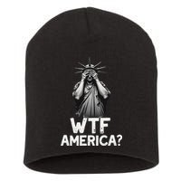 Patriotic 4th Of July Statue Of Liberty WTF America Short Acrylic Beanie