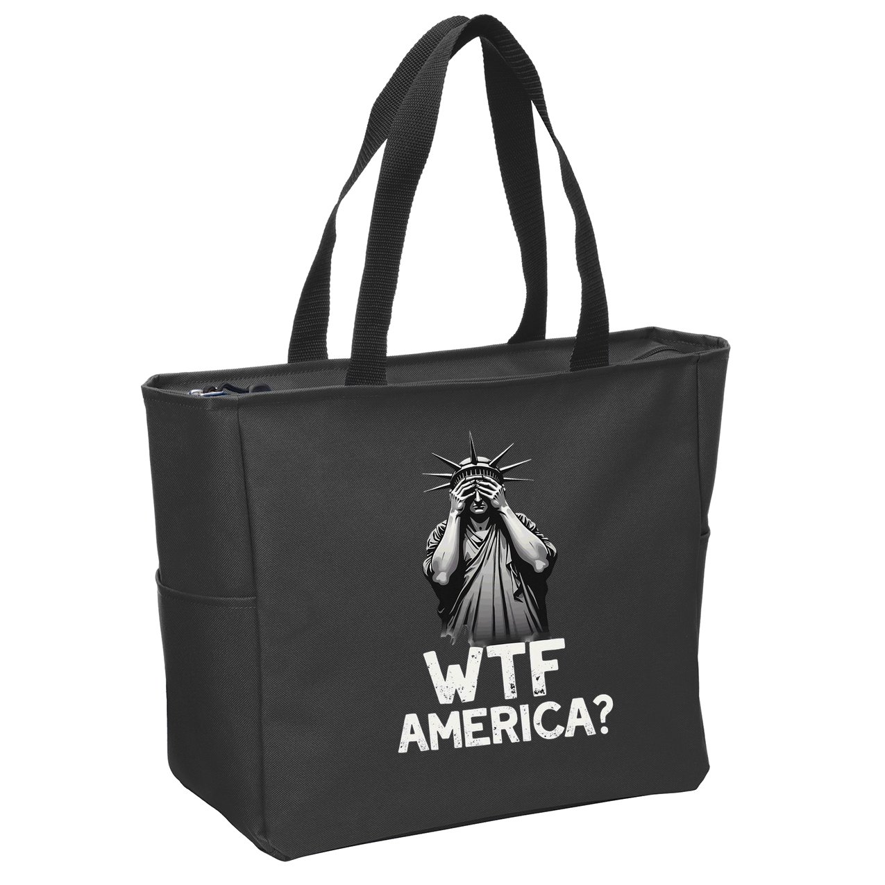 Patriotic 4th Of July Statue Of Liberty WTF America Zip Tote Bag