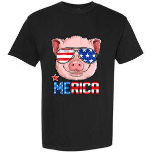 Pig 4th Of July Merica Usa American Flag Garment-Dyed Heavyweight T-Shirt