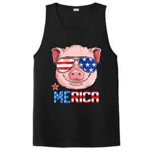 Pig 4th Of July Merica Usa American Flag PosiCharge Competitor Tank