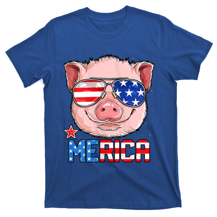 Pig 4th Of July Merica Usa American Flag T-Shirt