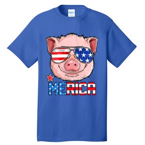 Pig 4th Of July Merica Usa American Flag Tall T-Shirt