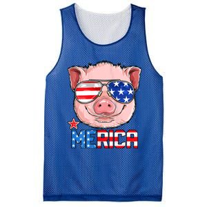 Pig 4th Of July Merica Usa American Flag Mesh Reversible Basketball Jersey Tank