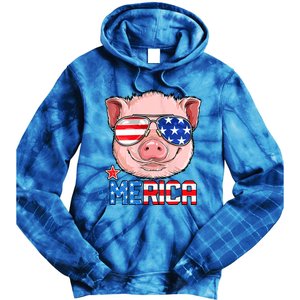 Pig 4th Of July Merica Usa American Flag Tie Dye Hoodie