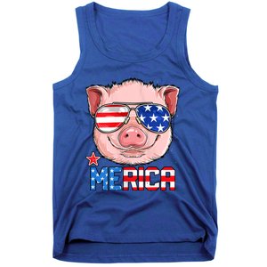 Pig 4th Of July Merica Usa American Flag Tank Top