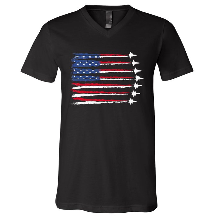 Patriotic 4th Of July USA V-Neck T-Shirt