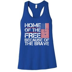 Patriotic 4th Of July Home Of The Free Because Of The Brave Gift Women's Racerback Tank