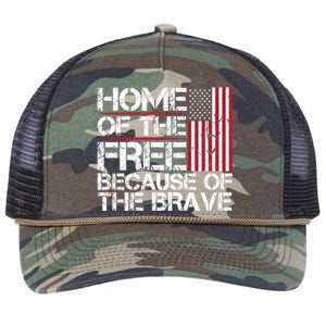 Patriotic 4th Of July Home Of The Free Because Of The Brave Gift Retro Rope Trucker Hat Cap