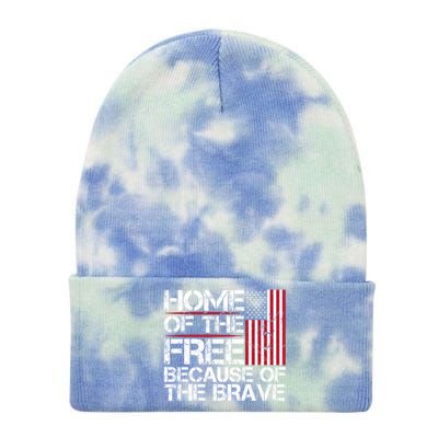 Patriotic 4th Of July Home Of The Free Because Of The Brave Gift Tie Dye 12in Knit Beanie