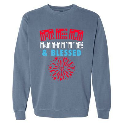 Patriotic 4th Of July Christian Red White And Blessed Cool Gift Garment-Dyed Sweatshirt