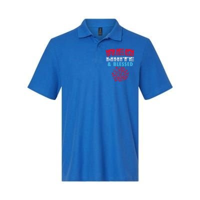 Patriotic 4th Of July Christian Red White And Blessed Cool Gift Softstyle Adult Sport Polo