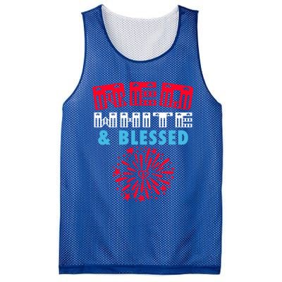 Patriotic 4th Of July Christian Red White And Blessed Cool Gift Mesh Reversible Basketball Jersey Tank