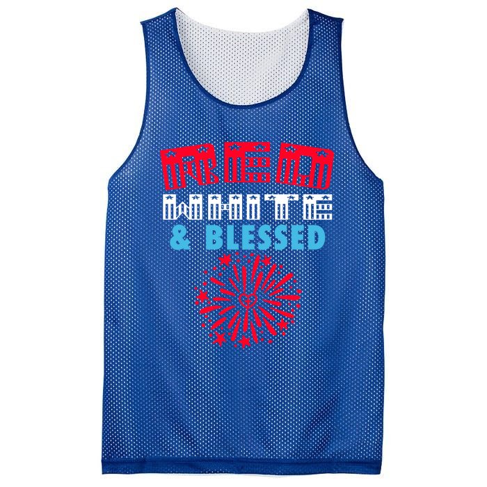 Patriotic 4th Of July Christian Red White And Blessed Cool Gift Mesh Reversible Basketball Jersey Tank