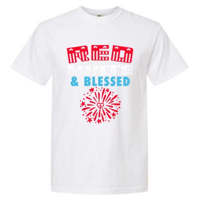 Patriotic 4th Of July Christian Red White And Blessed Cool Gift Garment-Dyed Heavyweight T-Shirt