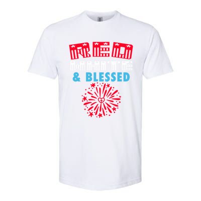 Patriotic 4th Of July Christian Red White And Blessed Cool Gift Softstyle CVC T-Shirt