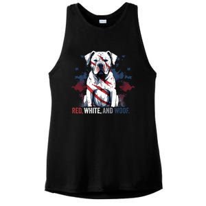 Patriotic 4th Of July Red White And Woof American Bulldog Gift Ladies PosiCharge Tri-Blend Wicking Tank