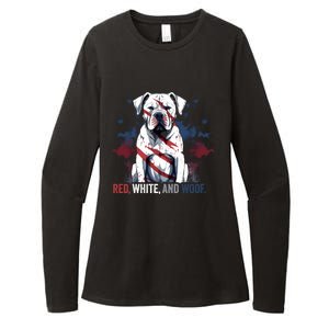 Patriotic 4th Of July Red White And Woof American Bulldog Gift Womens CVC Long Sleeve Shirt