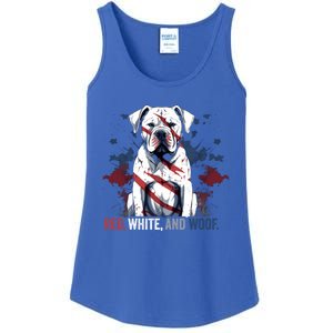 Patriotic 4th Of July Red White And Woof American Bulldog Gift Ladies Essential Tank