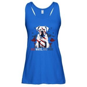 Patriotic 4th Of July Red White And Woof American Bulldog Gift Ladies Essential Flowy Tank