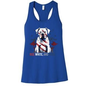 Patriotic 4th Of July Red White And Woof American Bulldog Gift Women's Racerback Tank