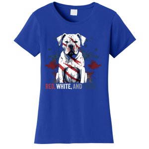 Patriotic 4th Of July Red White And Woof American Bulldog Gift Women's T-Shirt